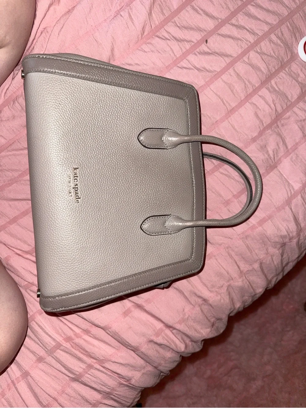 kate spade Pebbled Leather Satchel in Light Gray